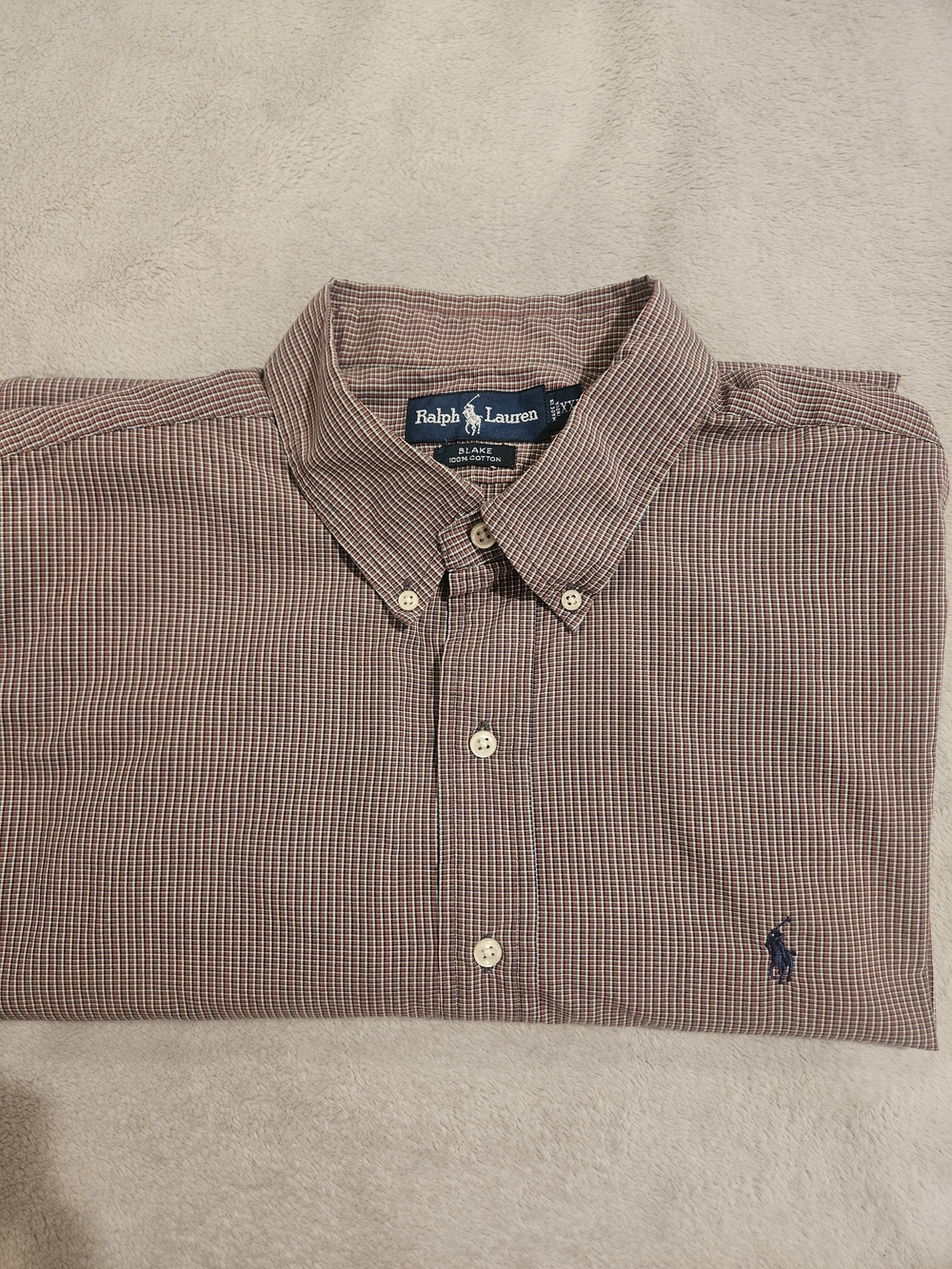 Vintage Ralph Lauren Blake Short Sleeve Button Down Shirt Mens XXL Micro Check
